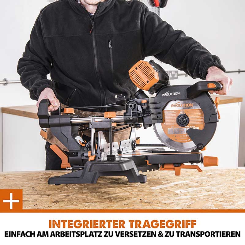 Evolution R255SMS-DB+ 255-mm-Gehrungs- und Kappsäge mit +/- 45°, und 28T TCT-Multi-Material-Sägeblatt - Image 18