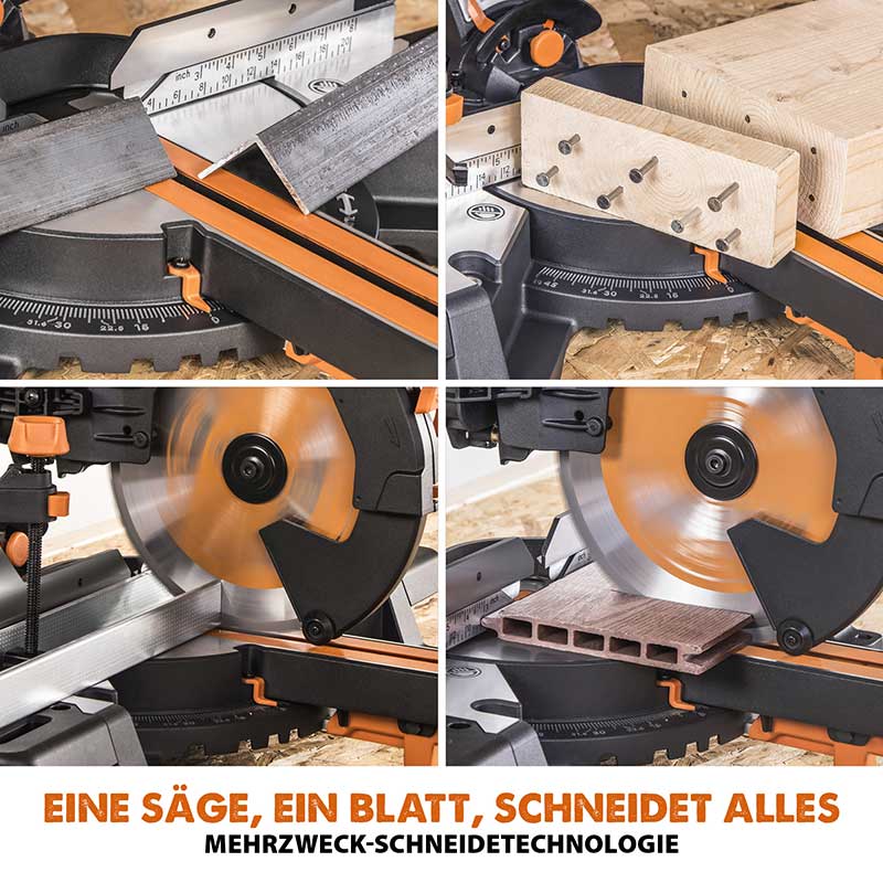 Evolution R255SMS-DB+ 255-mm-Gehrungs- und Kappsäge mit +/- 45°, und 28T TCT-Multi-Material-Sägeblatt - Image 3
