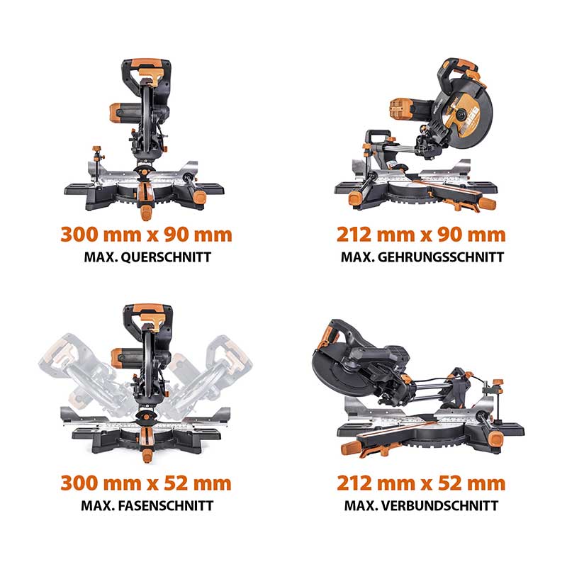 Evolution R255SMS-DB+ 255-mm-Gehrungs- und Kappsäge mit +/- 45°, und 28T TCT-Multi-Material-Sägeblatt - Image 4