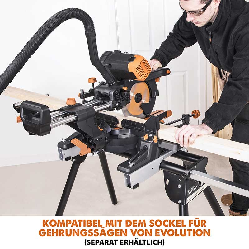 Evolution R255SMS-DB+ 255-mm-Gehrungs- und Kappsäge mit +/- 45°, und 28T TCT-Multi-Material-Sägeblatt - Image 5