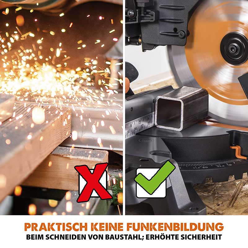 Evolution R255SMS-DB+ 255-mm-Gehrungs- und Kappsäge mit +/- 45°, und 28T TCT-Multi-Material-Sägeblatt - Image 8