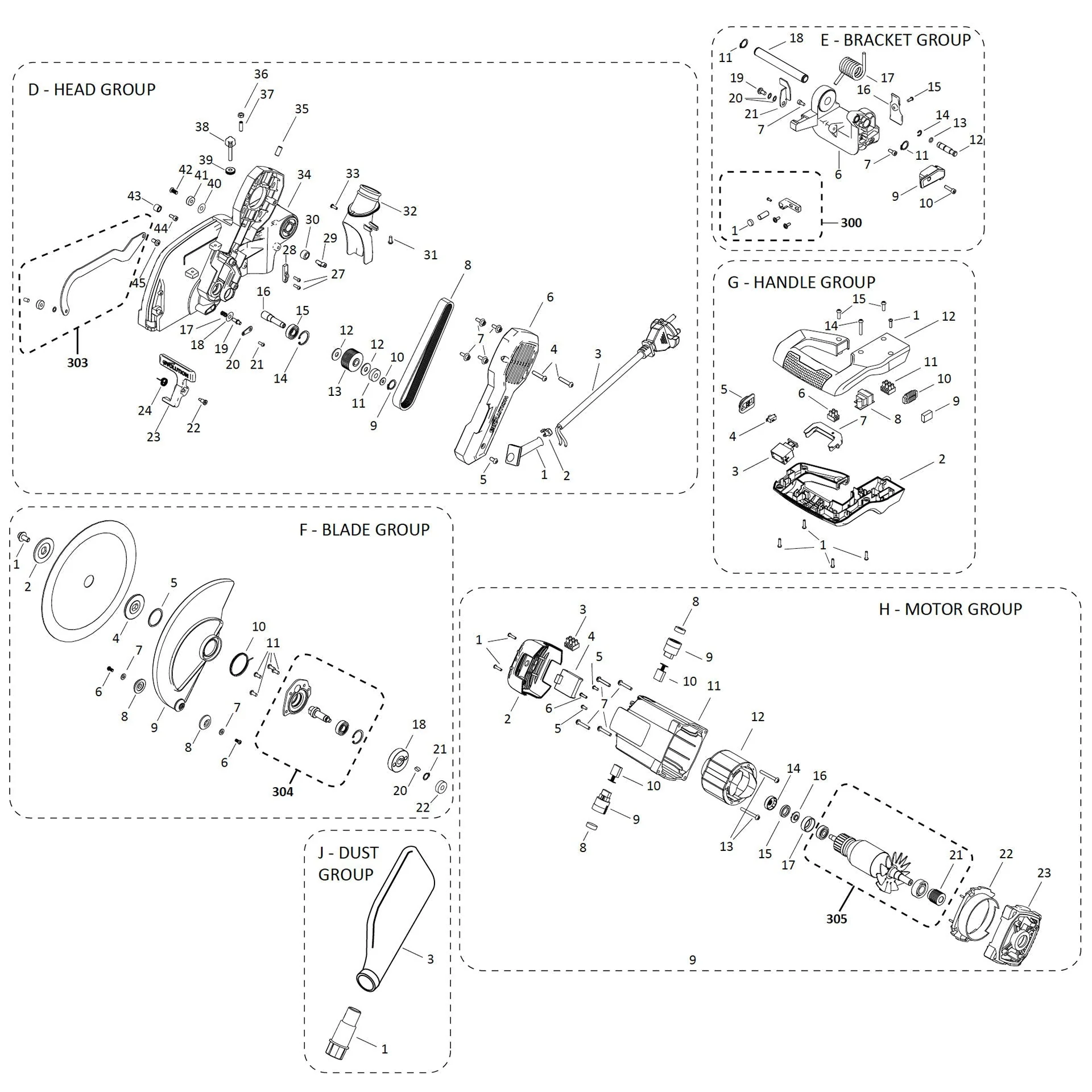 Evolution R255SMS-DB Zug-Kappsäge Ersatzteile (Kopf) - Image 2