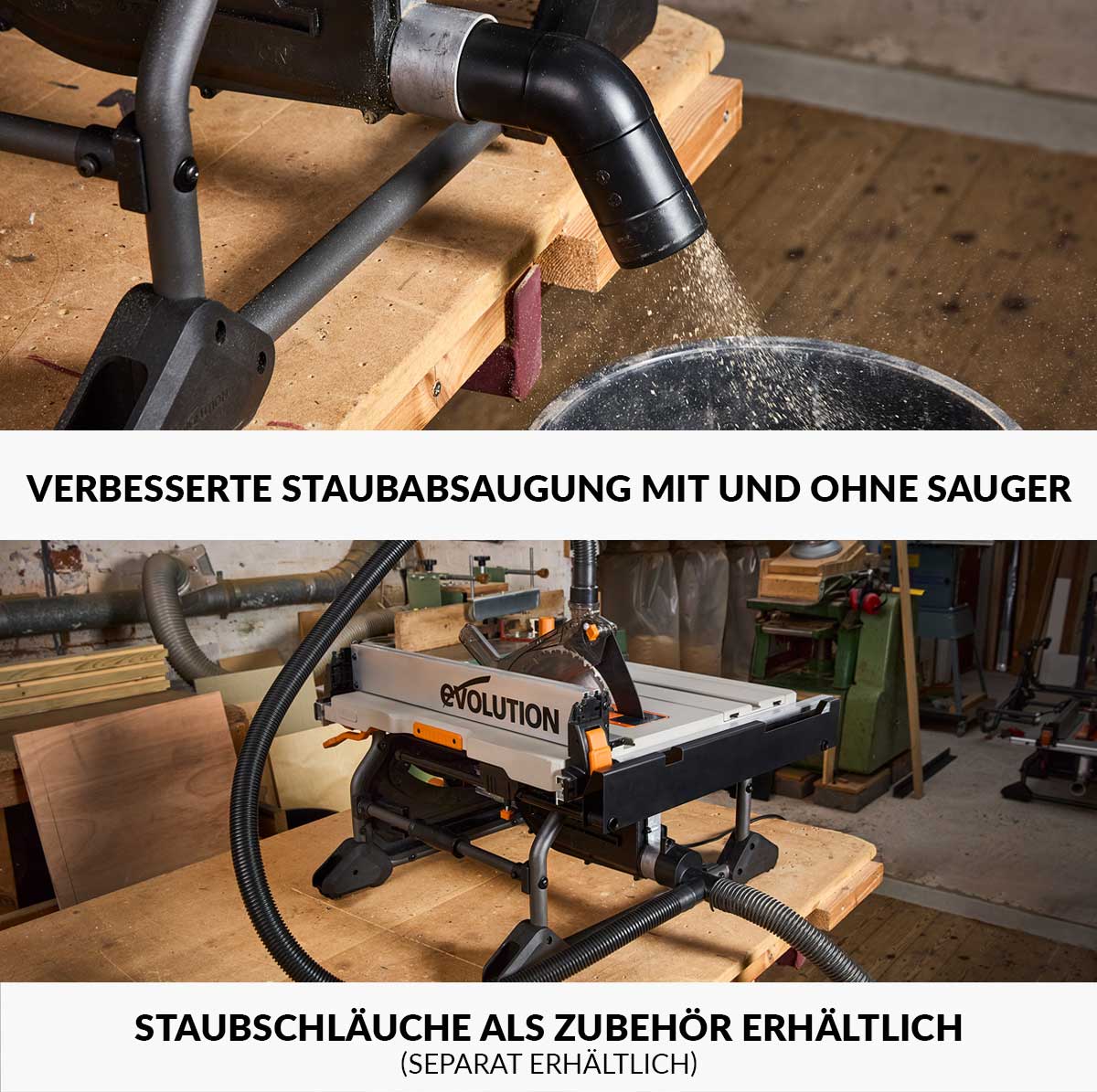 Evolution Tragbare Tischkreissäge mit 255mm TCT-Multimaterialsägeblatt, für Profis und Heimwerker (230v) | R255TBL - Image 16