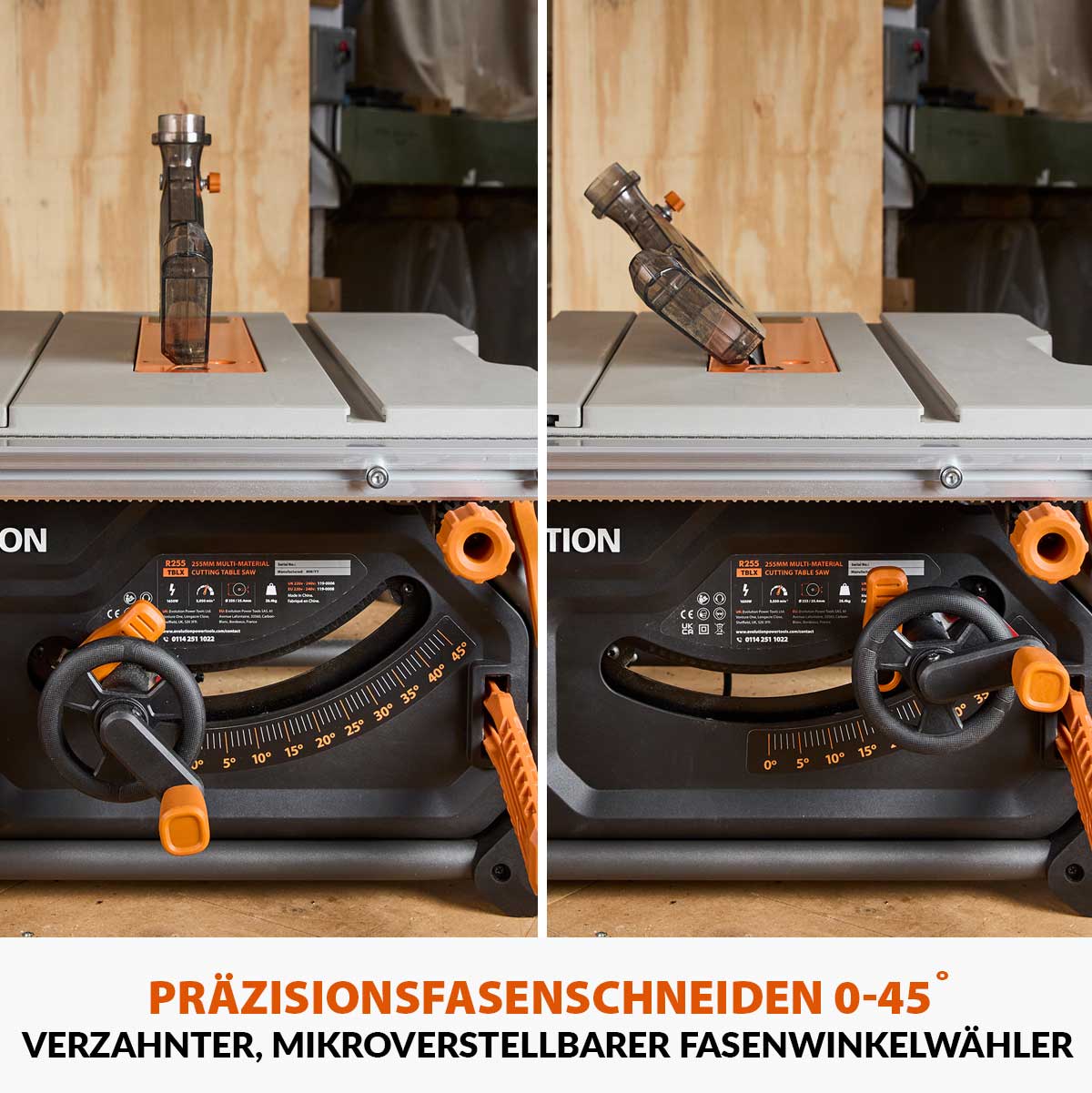 Evolution Tragbare Tischkreissäge mit 255mm TCT-Multimaterialsägeblatt, für Profis und Heimwerker (230v) | R255TBL - Image 8