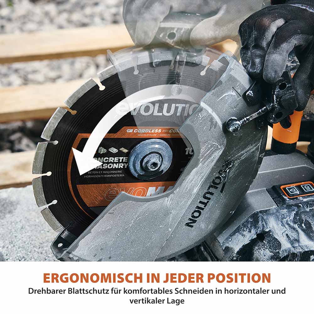 Evolution R260DCT-Li 260mm Akku Trennschleifmaschine Betonsäge mit hochwertigem Diamantblatt - Image 12