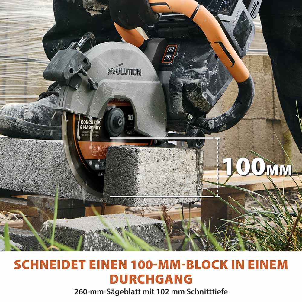 Evolution R260DCT-Li 260mm Akku Trennschleifmaschine Betonsäge mit hochwertigem Diamantblatt - Image 4
