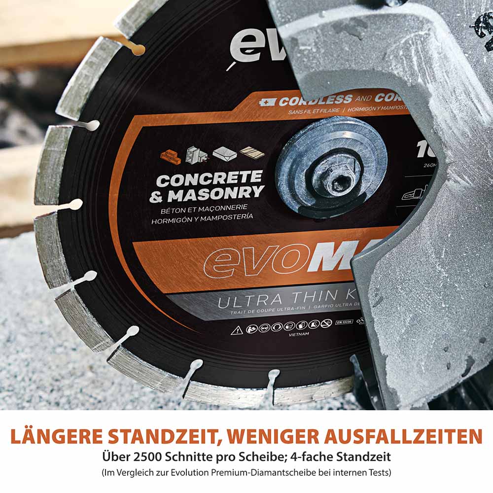 Evolution R260DCT-Li 260mm Akku Trennschleifmaschine Betonsäge mit hochwertigem Diamantblatt - Image 5
