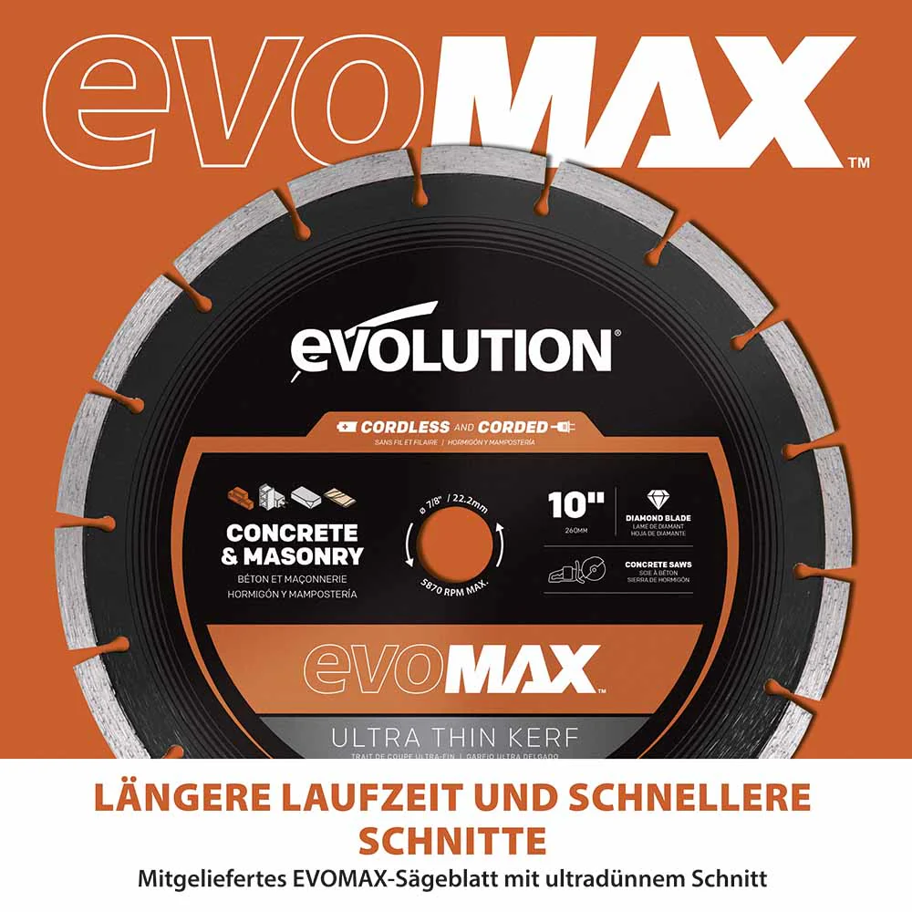 Evolution R260DCT-Li 260mm Akku Trennschleifmaschine Betonsäge mit hochwertigem Diamantblatt - Image 6