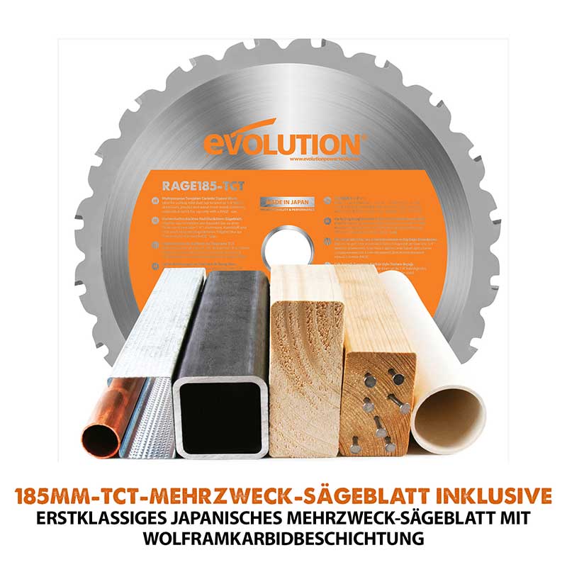 Evolution RAGE4 185mm Kappsäge mit TCT-Multi-Material-Sägeblatt - Image 8