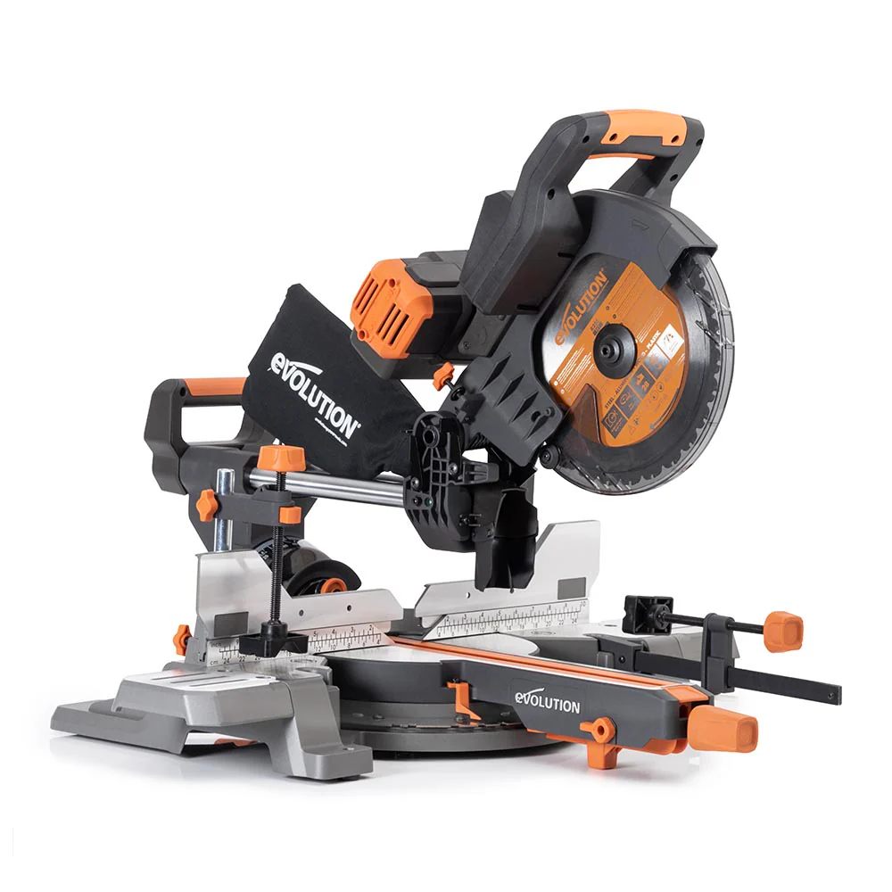 Evolution R255SMS-DB-Li, kabellose, bürstenlose 36-Volt-Gehrungssäge mit Doppelgehrungsneigung, 255-mm-Multi-materialsägeblatt  und optionalen 2x 5-Ah-Akkus und Doppelanschluss-Ladegerät - Image 9