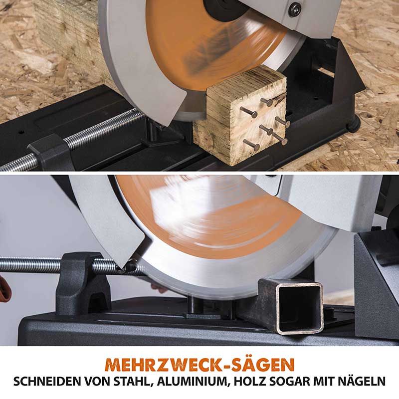 Evolution R355CPS 355mm Kaltkreissäge mit TCT-Multi-Material-Sägeblatt und Universal-Kappsägeständer - Image 7
